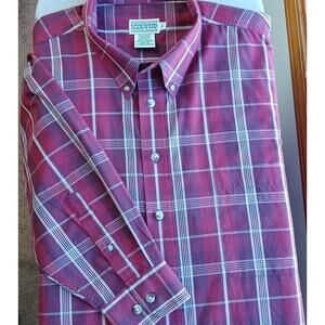 Copper Canyon Red Plaid Button Down Shirt 2XLT tall long sleeve cool polycotton